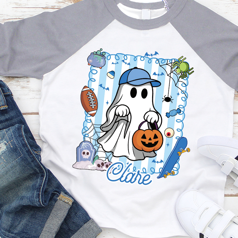 Personalized Kids Halloween Ghost Pumpkin Long Sleeves Shirt| Cloth12447