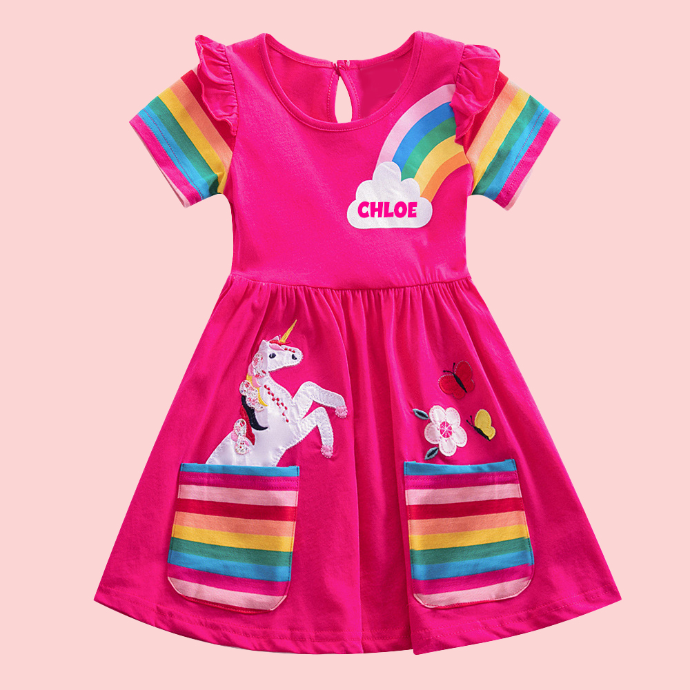 Personalized Girl Rainbow Unicorn Birthday Dress| Dress10