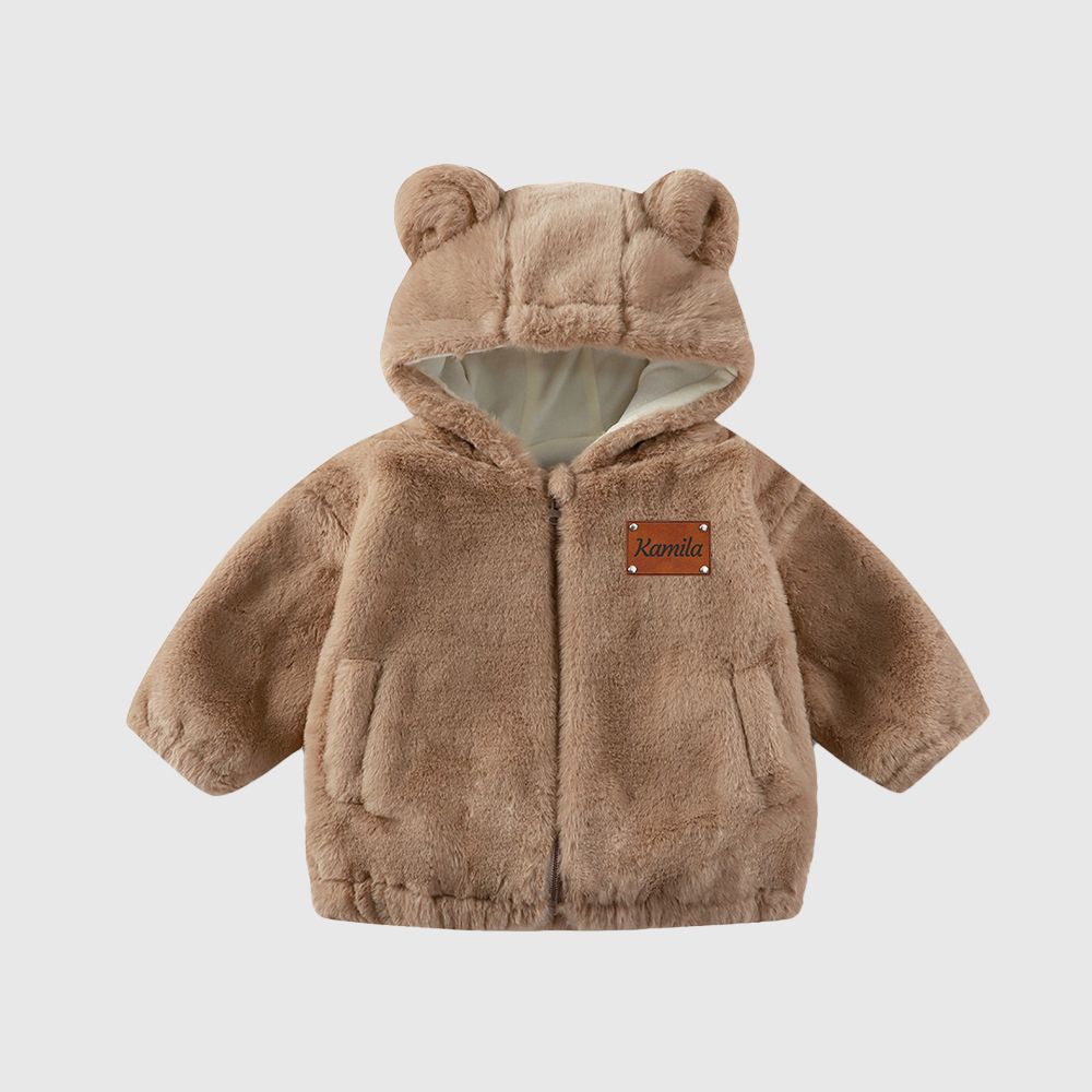 Personalized Leather Patch Kids Bear Jacket| Cloth255