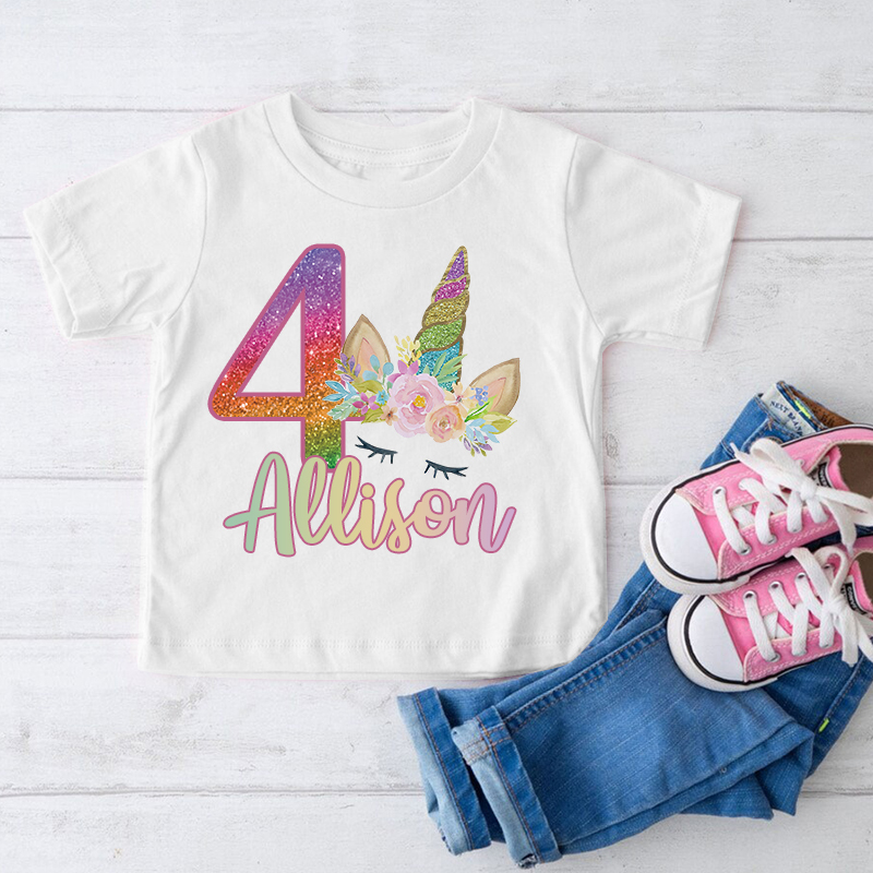 Personalized Girl Unicorn Birthday Party T-Shirt| Cloth1450