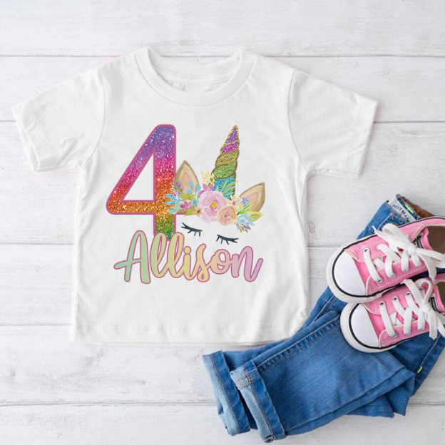 Personalized Girl Unicorn Birthday Party T-Shirt| Cloth1450