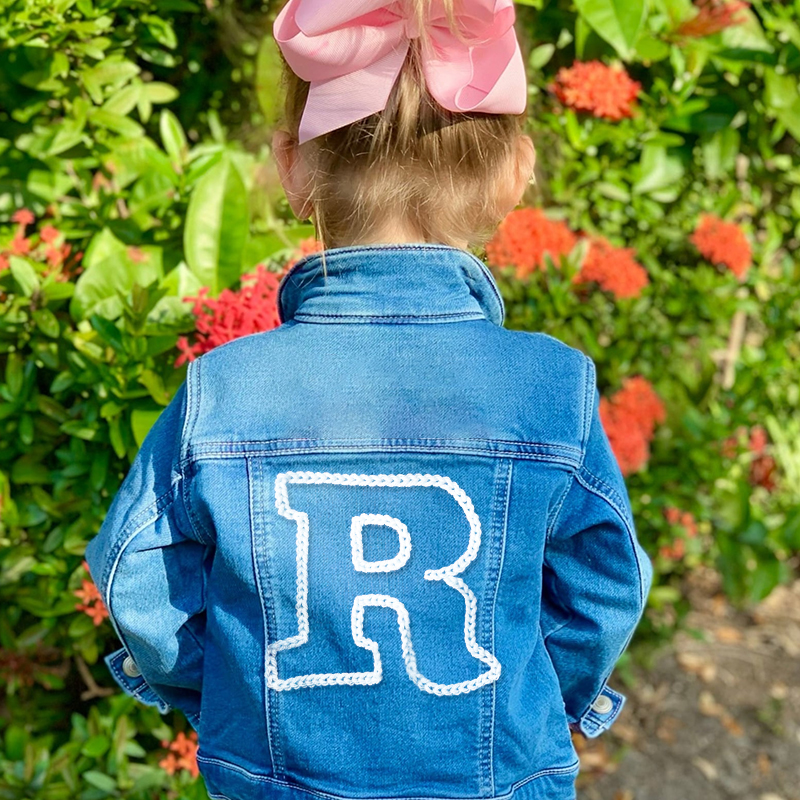 Personalized Hand Embroidered Kids Name Denim Jacket| Cloth189