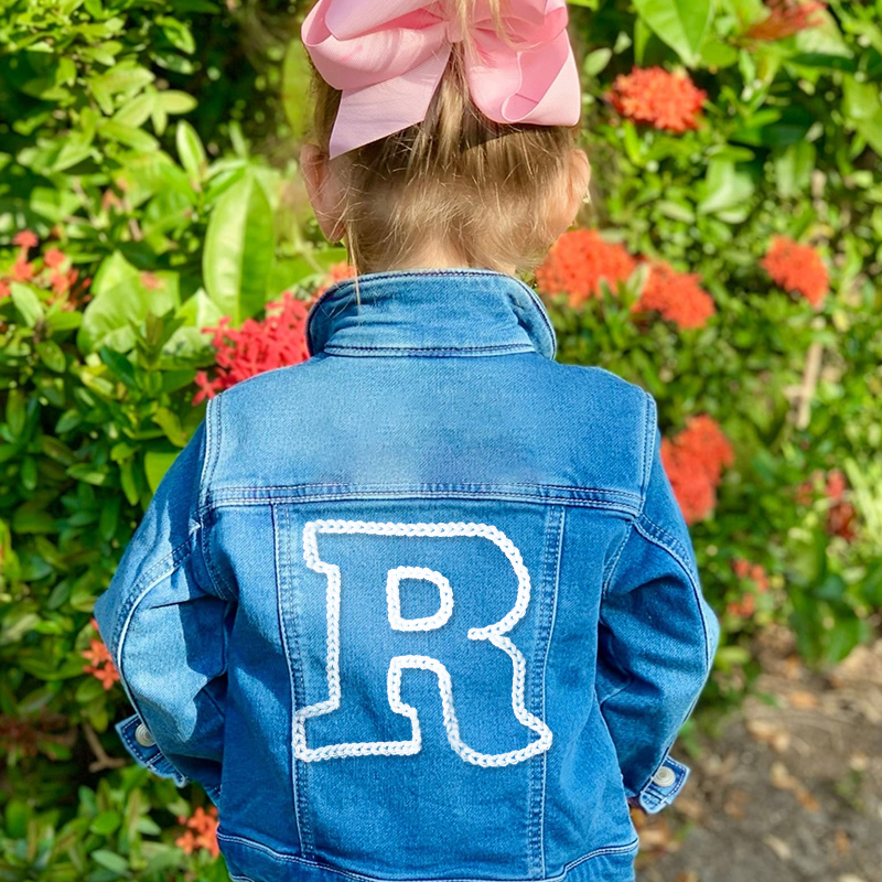 Personalized Hand Embroidered Kids Name Denim Jacket| Cloth189