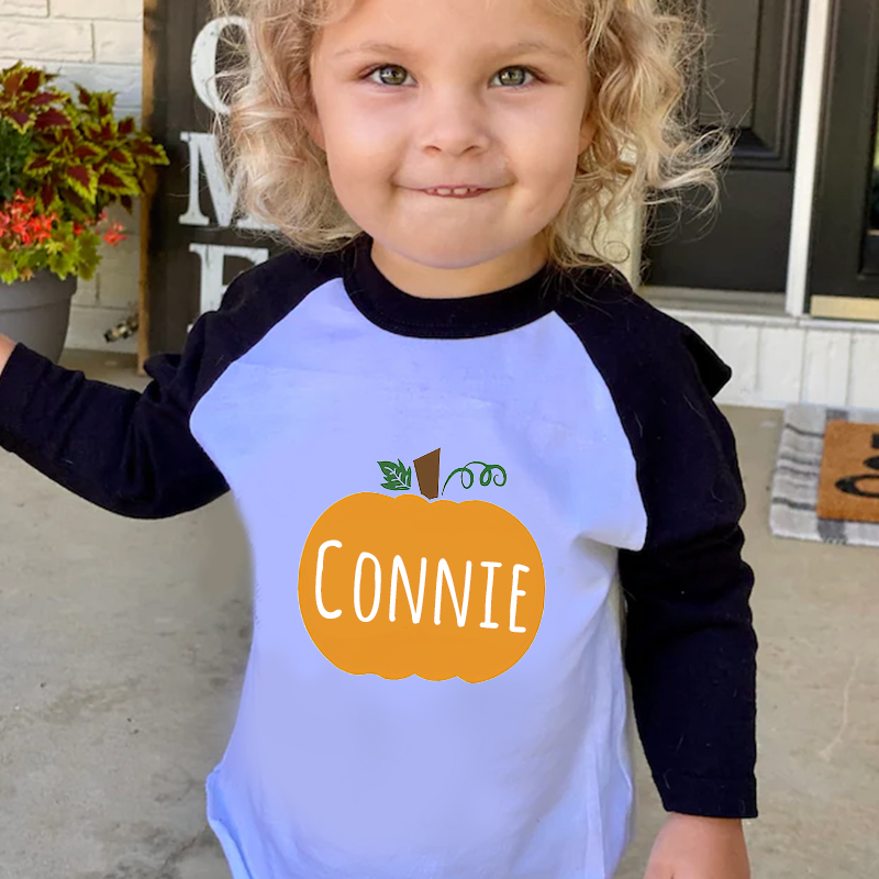 Personalized Kids Pumpkin Name Long Sleeves Shirt| Cloth12414
