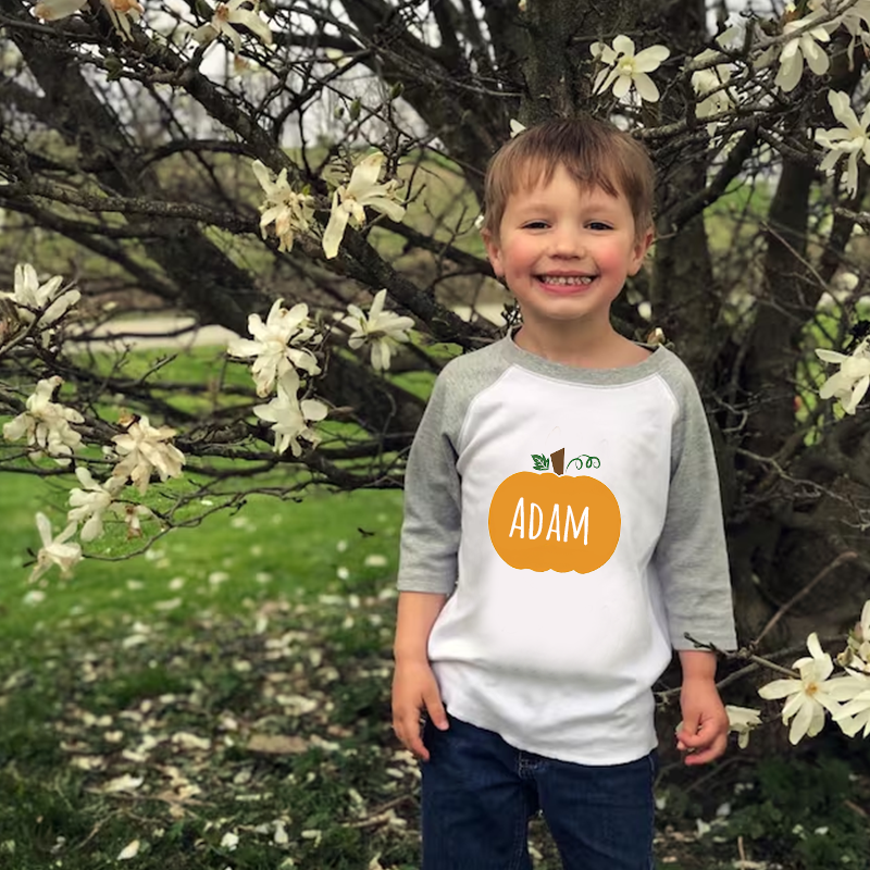 Personalized Kids Pumpkin Name Long Sleeves Shirt| Cloth12414
