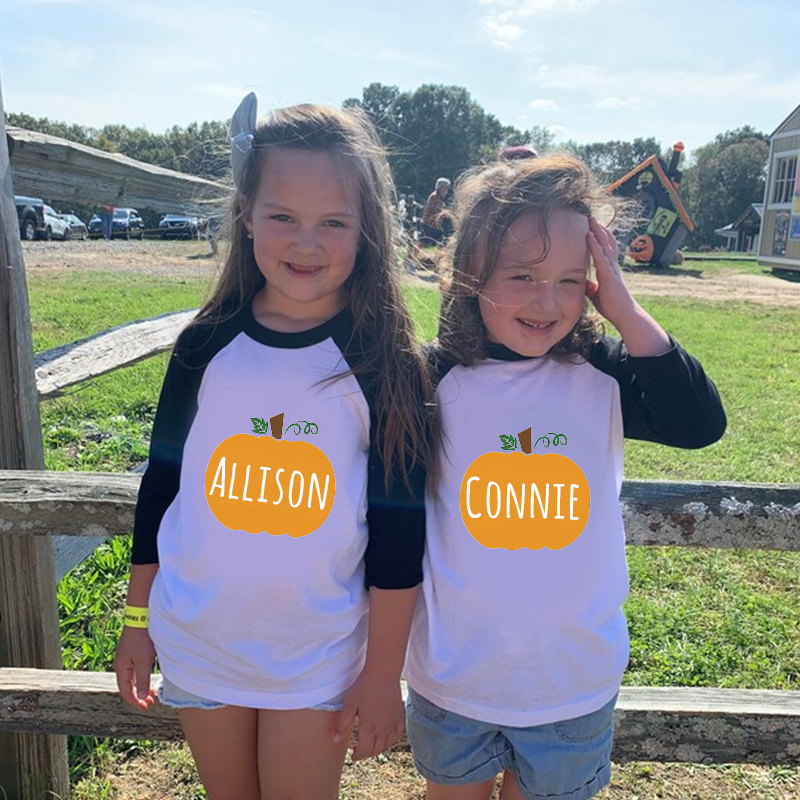 Personalized Kids Pumpkin Name Long Sleeves Shirt| Cloth12414