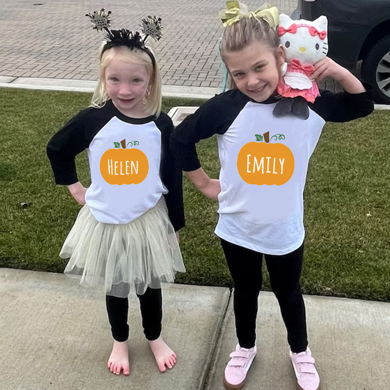 Personalized Kids Pumpkin Name Long Sleeves Shirt| Cloth12414