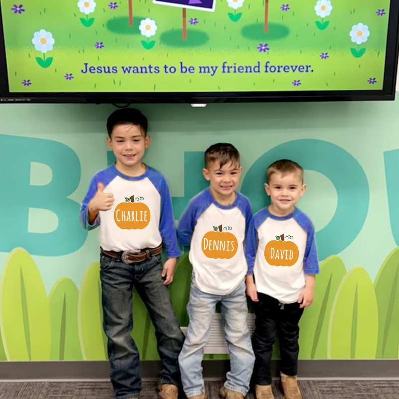 Personalized Kids Pumpkin Name Long Sleeves Shirt| Cloth12414