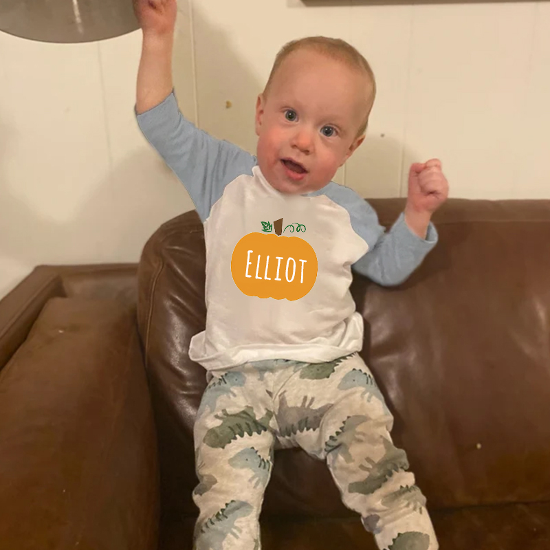 Personalized Kids Pumpkin Name Long Sleeves Shirt| Cloth12414