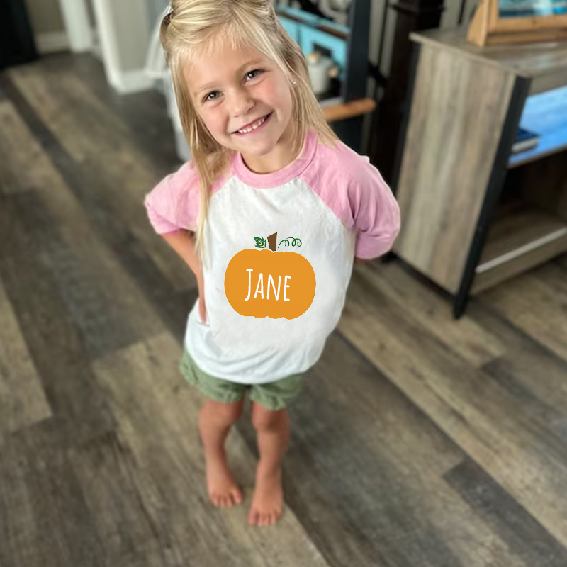 Personalized Kids Pumpkin Name Long Sleeves Shirt| Cloth12414