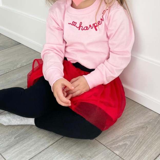 Personalized Kid Embroidered Valentine's Day Sweatshirt| Cloth215