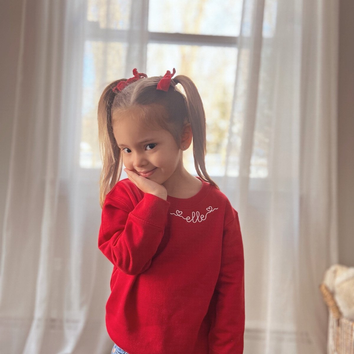 Personalized Kid Embroidered Valentine's Day Sweatshirt| Cloth215