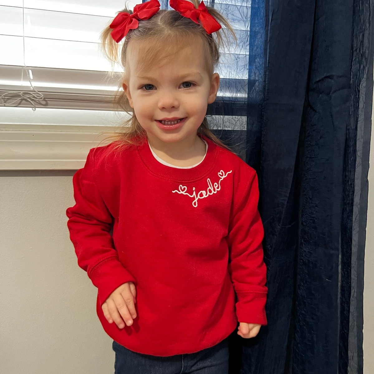 Personalized Kid Embroidered Valentine's Day Sweatshirt| Cloth215