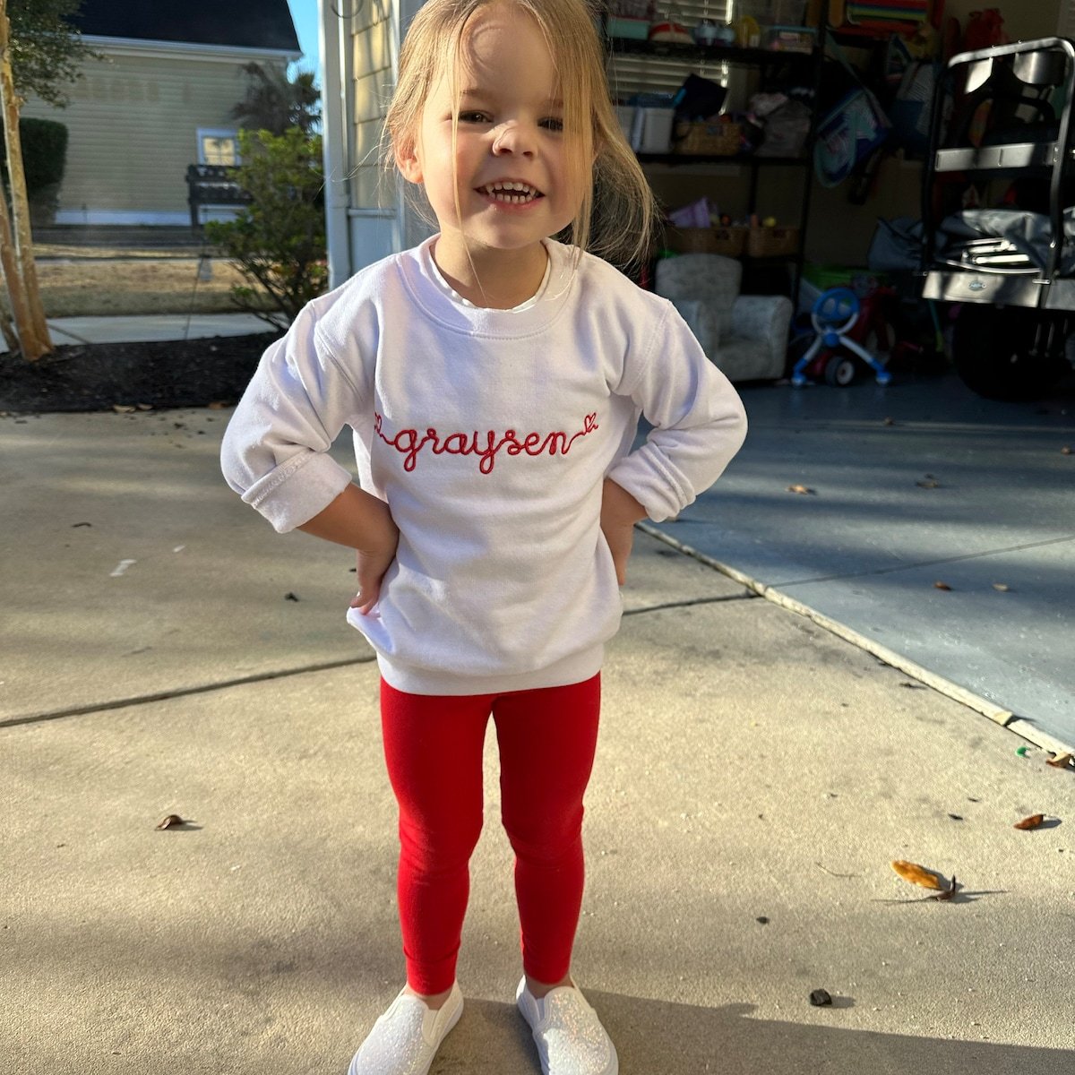 Personalized Kid Embroidered Valentine's Day Sweatshirt| Cloth215