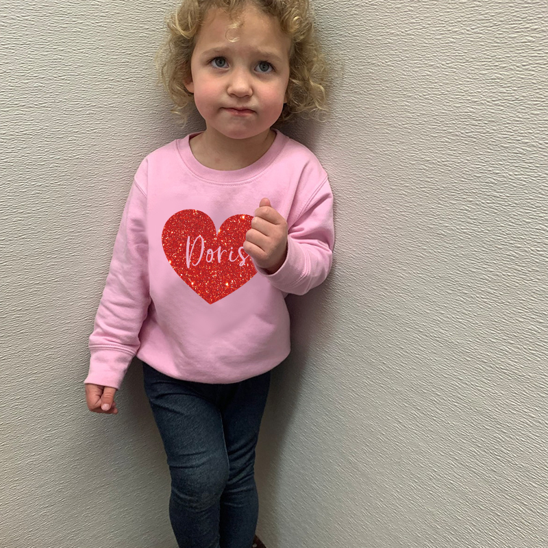 Personalized Girl Valentine's Day Glitter Sweatshirt| Cloth21302