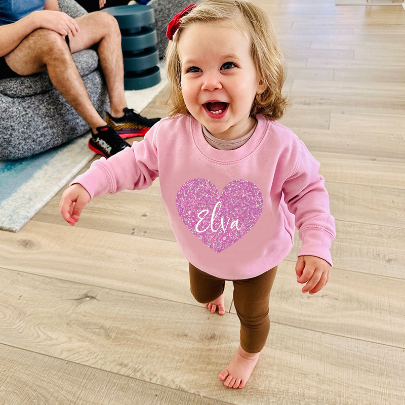 Personalized Girl Valentine's Day Glitter Sweatshirt| Cloth21302