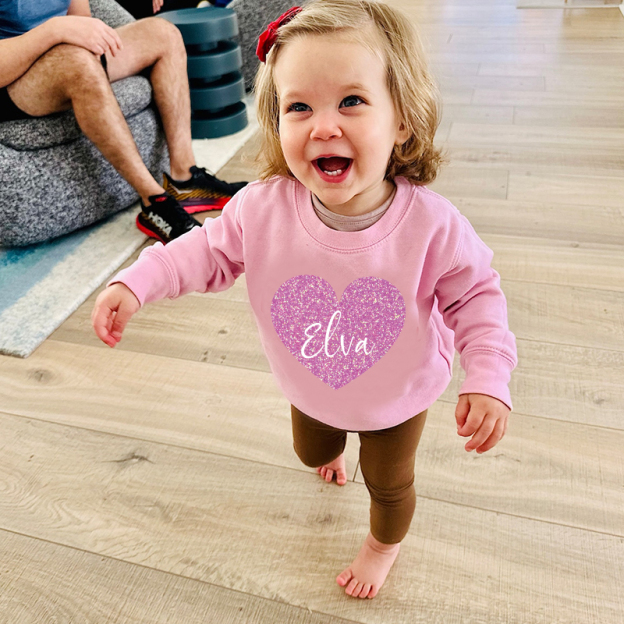 Personalized Girl Valentine's Day Glitter Sweatshirt| Cloth21302