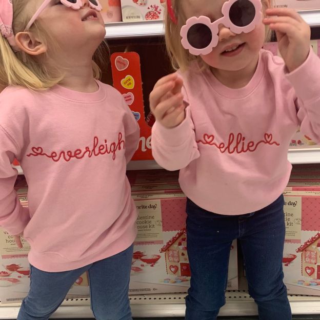 Personalized Kid Embroidered Valentine's Day Sweatshirt| Cloth215