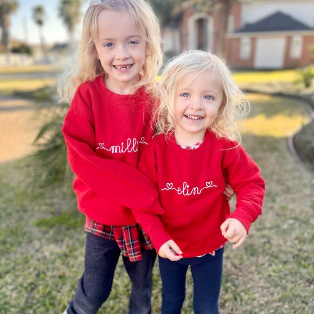 Personalized Kid Embroidered Valentine's Day Sweatshirt| Cloth215