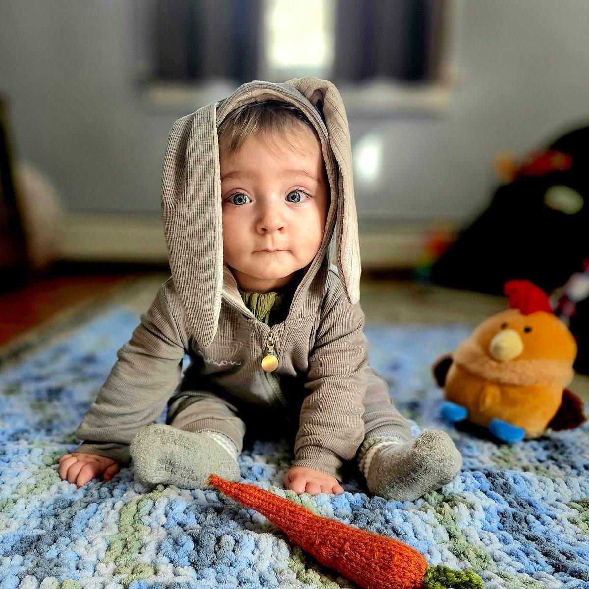 Personalized Embroidered Bunny Ear Baby Romper| Cloth121