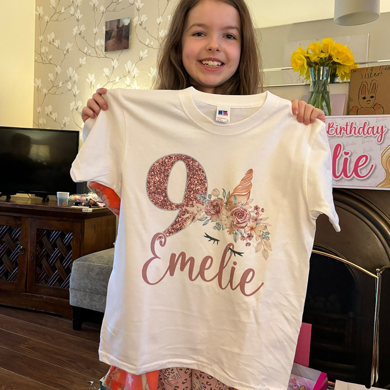 Personalized Girl Unicorn Birthday Party T-Shirt| Cloth1448