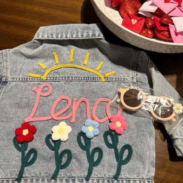 Personalized Kid Hand Knitted Denim Jacket| Cloth217
