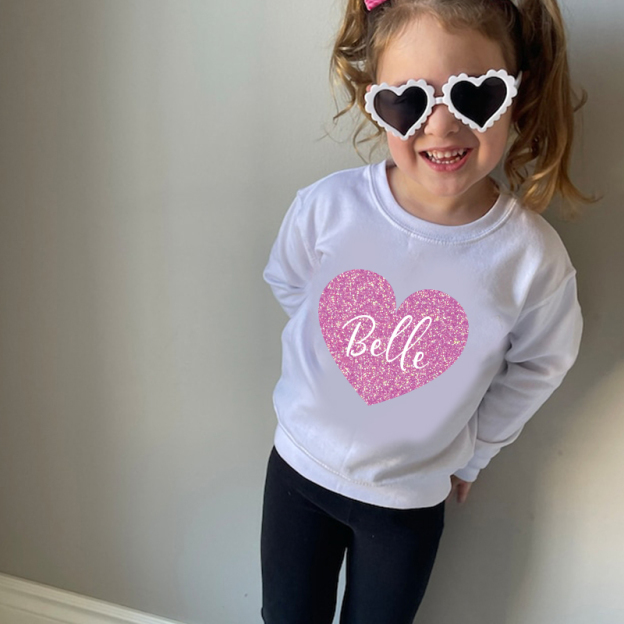 Personalized Girl Valentine's Day Glitter Sweatshirt| Cloth21302