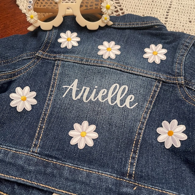 Personalized Girls Flower Denim Jackets | Cloth92