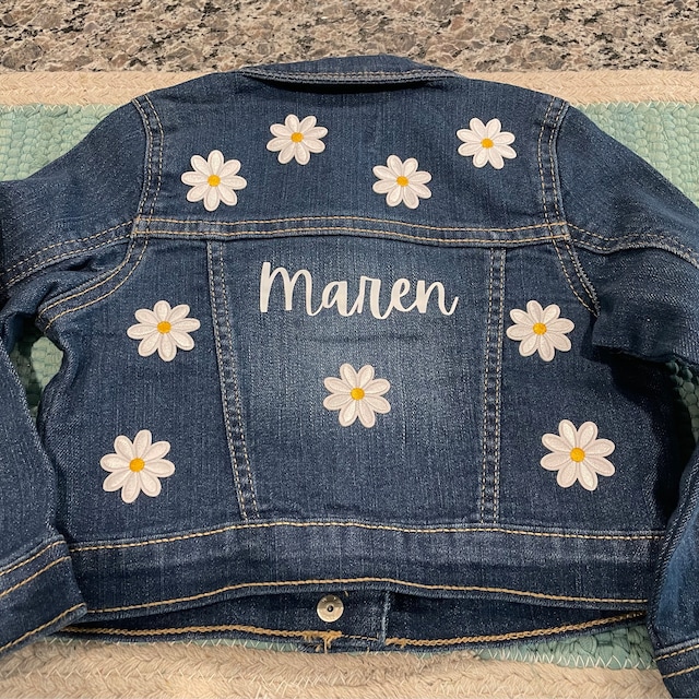 Personalized Girls Flower Denim Jackets | Cloth92