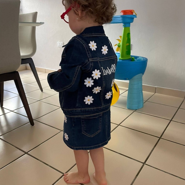 Personalized Girls Flower Denim Jackets | Cloth92