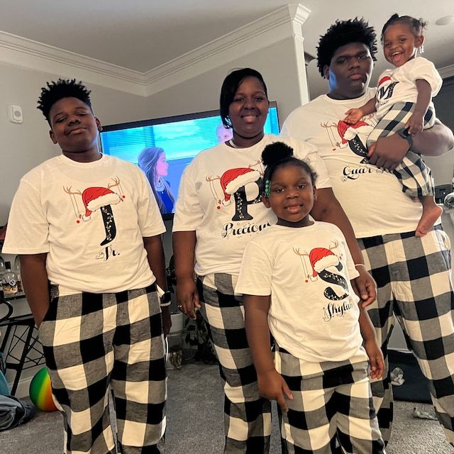 Personalised Family Christmas Monogrammed Name T-Shirt| Match04