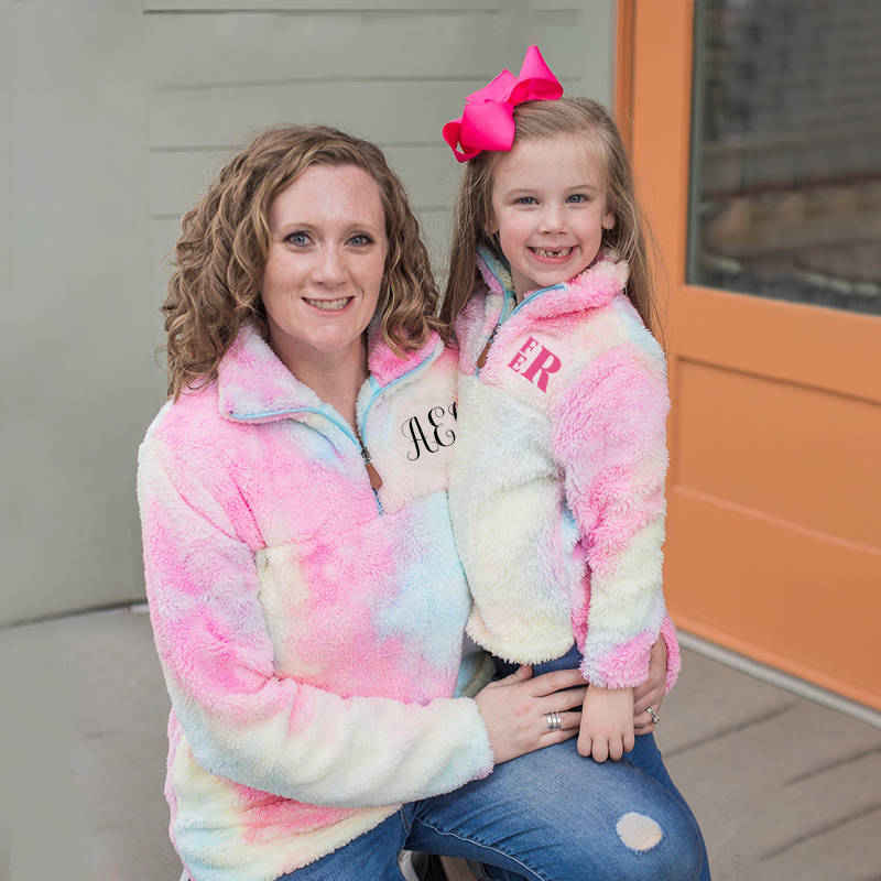 Personalized Mom & Me Tie Dye Monogram Matching Pullover Jacket| Cloth90