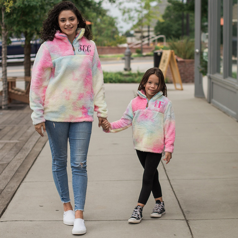 Personalized Mom & Me Tie Dye Monogram Matching Pullover Jacket| Cloth90