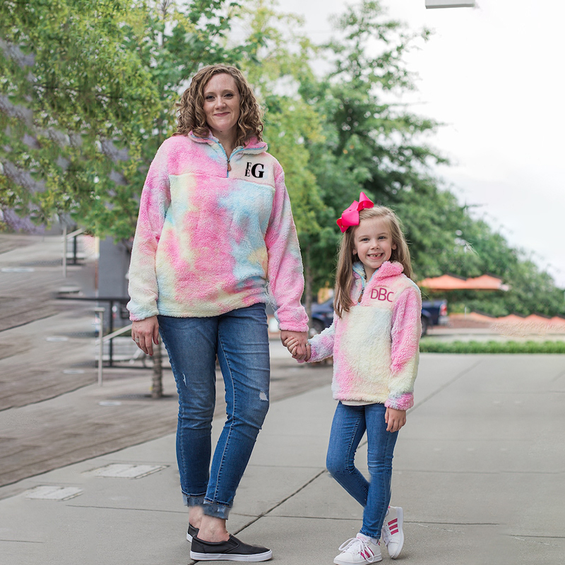 Personalized Mom & Me Tie Dye Monogram Matching Pullover Jacket| Cloth90