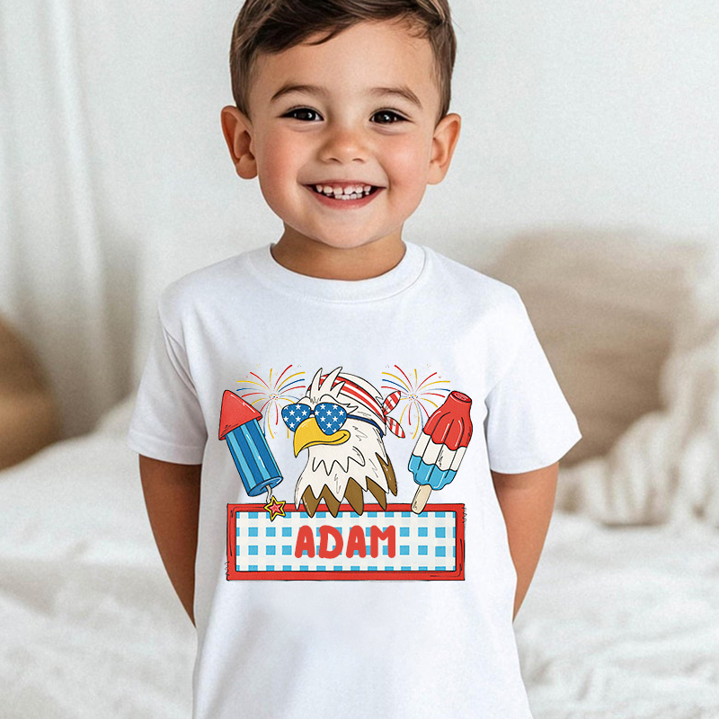 Personalized Kid 4th Of July Eagle Firework Independence T-Shirt| Cloth1461