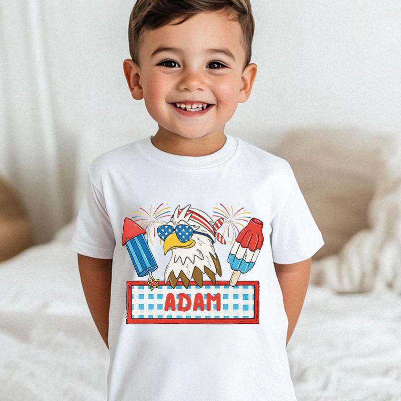 Personalized Kid 4th Of July Eagle Firework Independence T-Shirt| Cloth1461