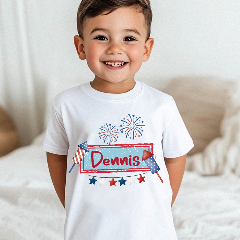 Personalized Kid 4th Of July Firework Independence T-Shirt| Cloth1452