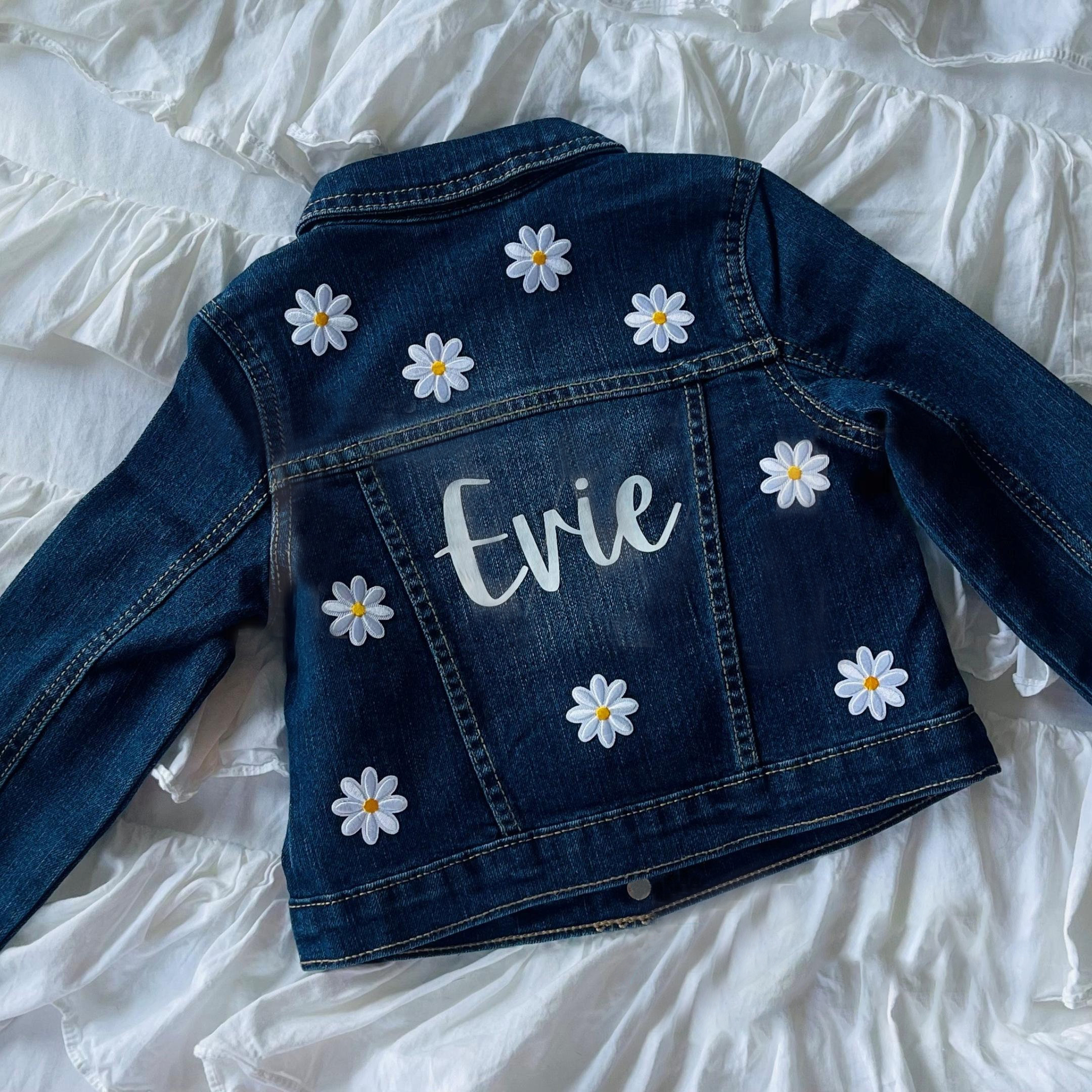 Personalized Girls Flower Denim Jackets | Cloth92