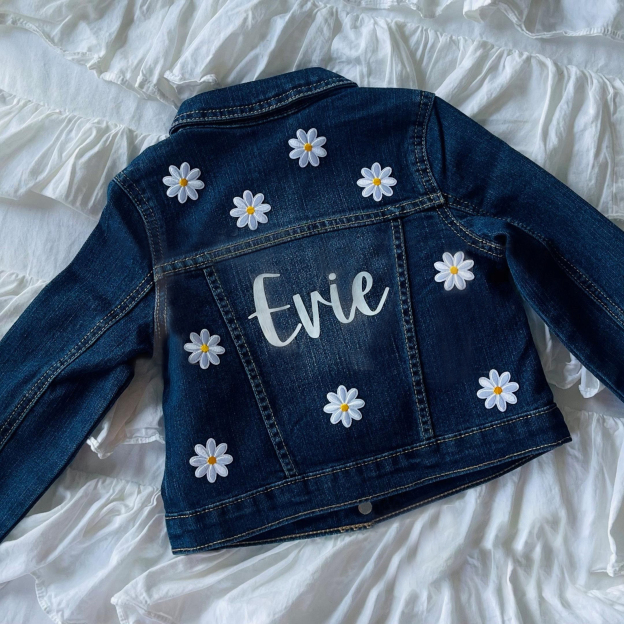 Personalized Girls Flower Denim Jackets | Cloth92