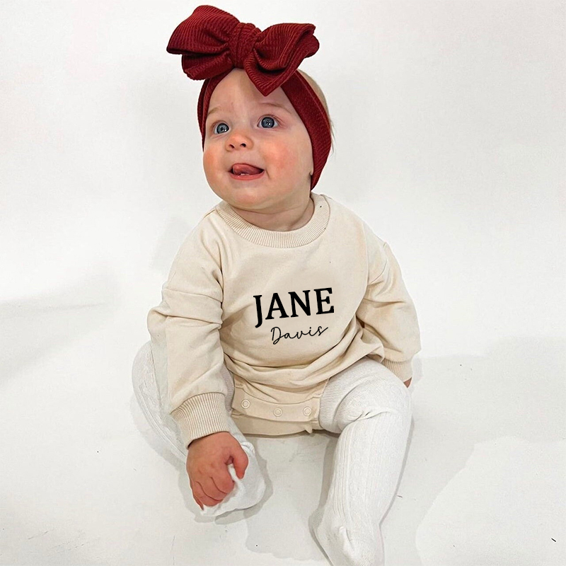 Personalized Baby Name Sweatshirt Romper| BBcloth73