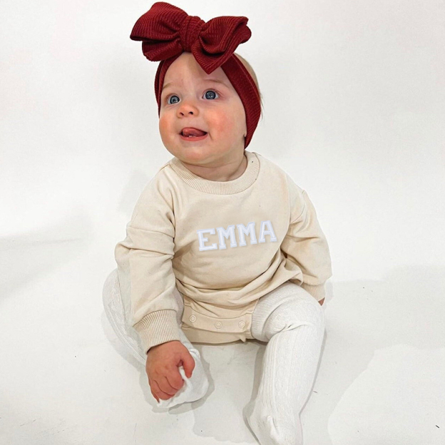 Personalized Baby Patch Bubble Sweatshirt Romper| BBcloth25