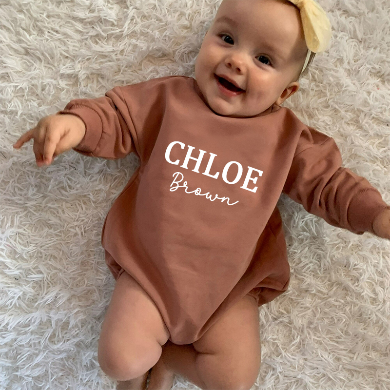 Personalized Baby Name Sweatshirt Romper| BBcloth73