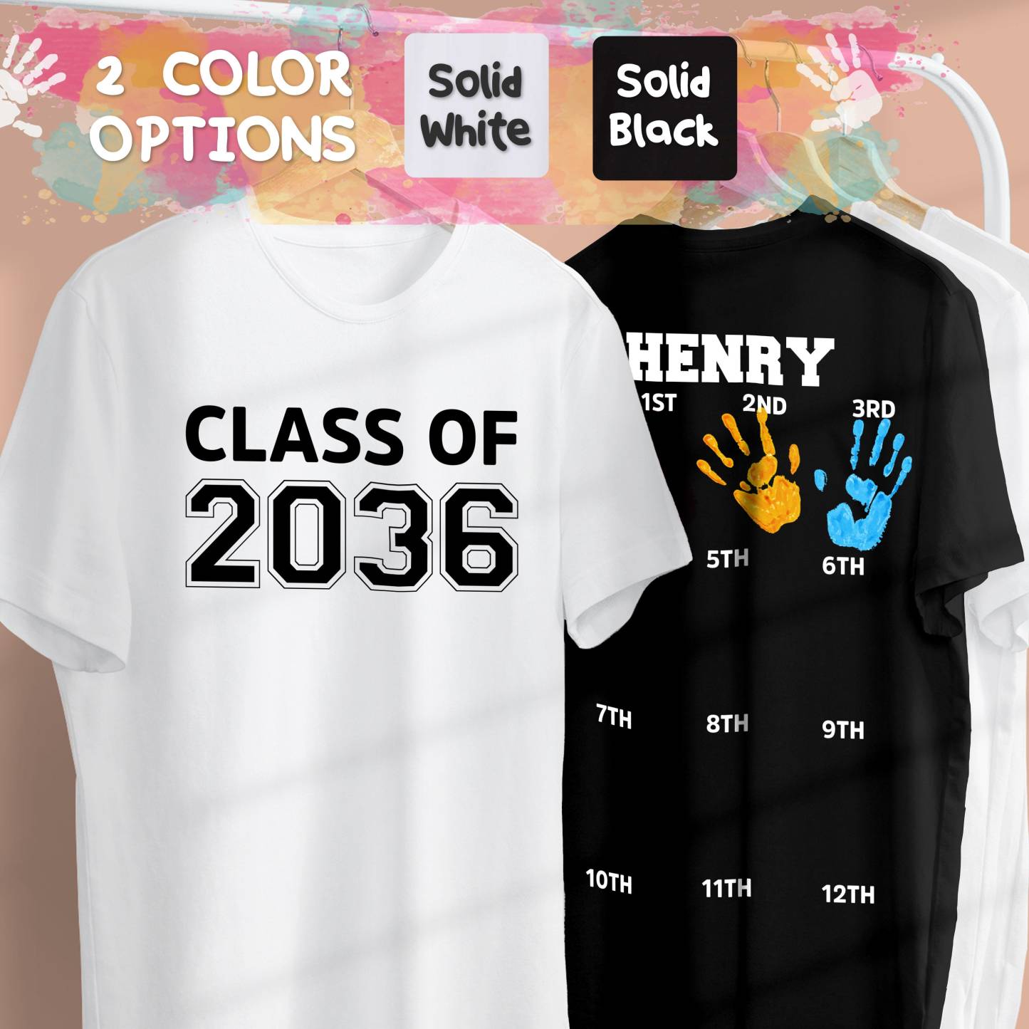 Personalized Kids Class Of 2037 Handprint Graduation Shirt| Cloth183