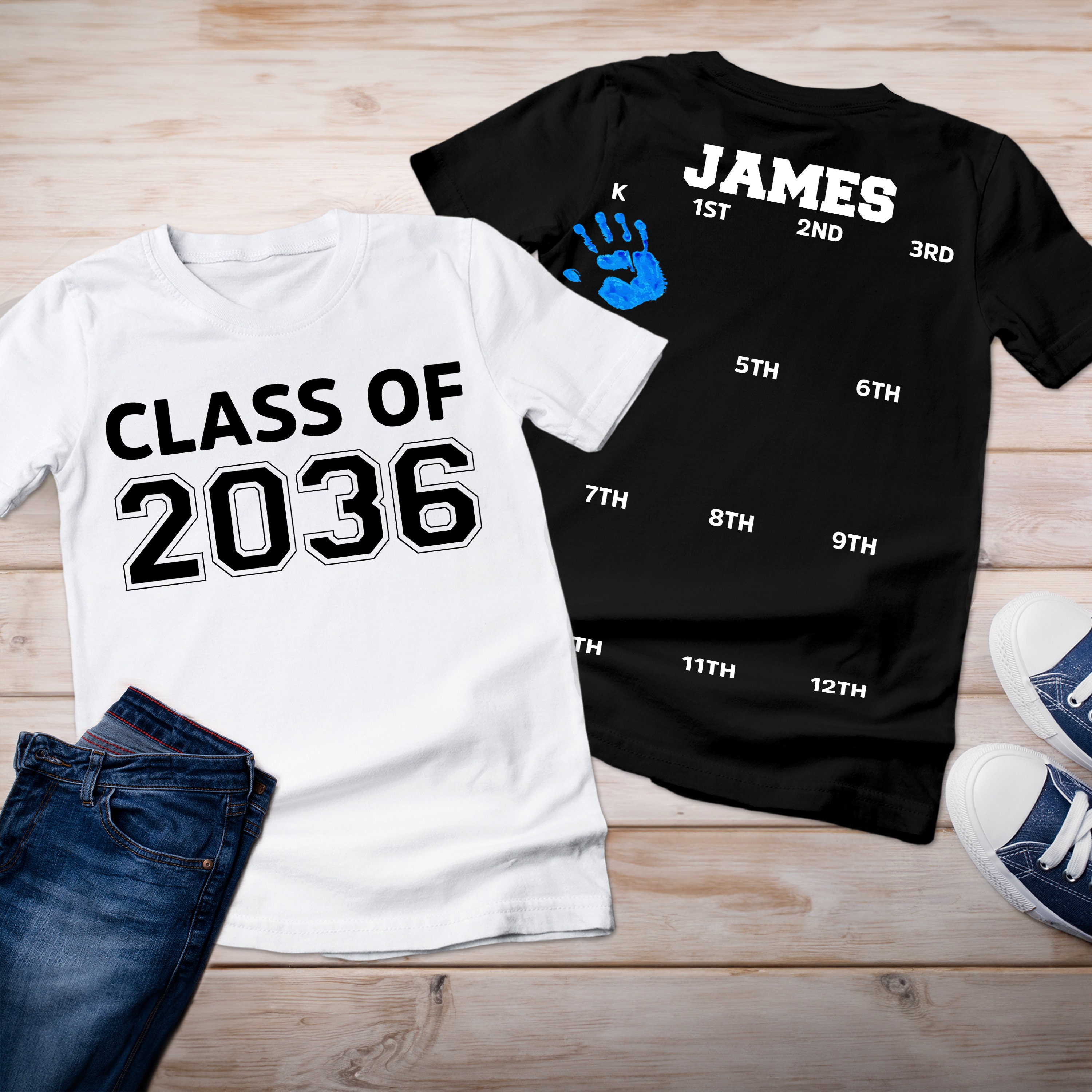 Personalized Kids Class Of 2037 Handprint Graduation Shirt| Cloth183