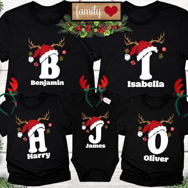 Personalised Family Christmas Name T-Shirt| Match05