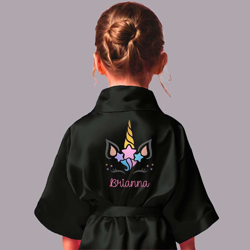 Personalized Girls Birthday Party Unicorn Silk Robe| Cloth158