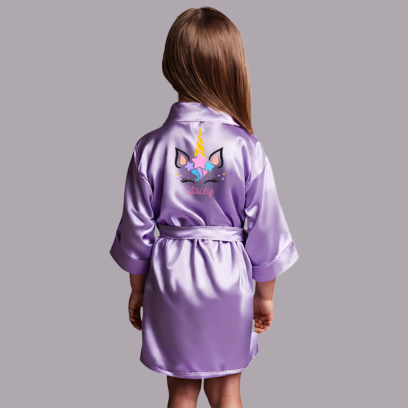 Personalized Girls Birthday Party Unicorn Silk Robe| Cloth158