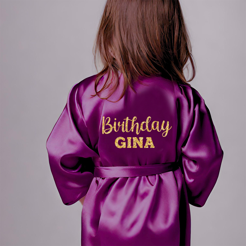 Personalized Girls Birthday Party Silk Robe| Cloth163