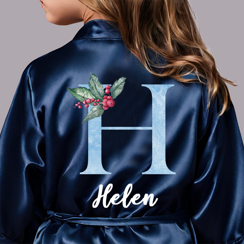 Personalized Girls Xmas Party Silk Robe| Cloth209