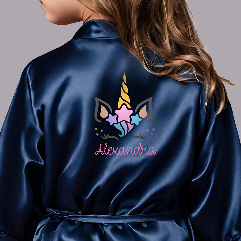 Personalized Girls Birthday Party Unicorn Silk Robe| Cloth158